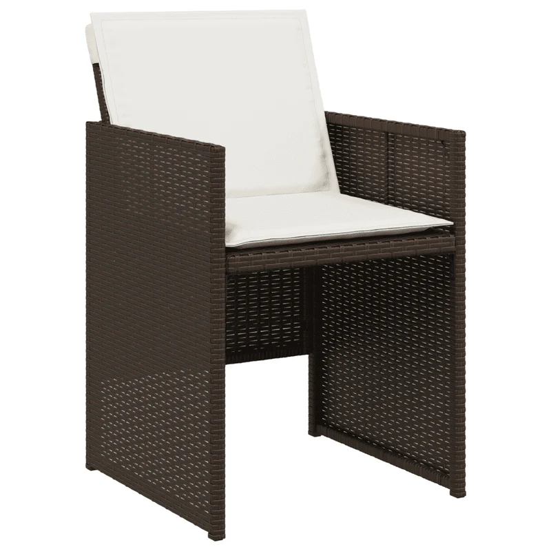 7 Piece Garden Dining Set with Cushions Brown Poly Rattan