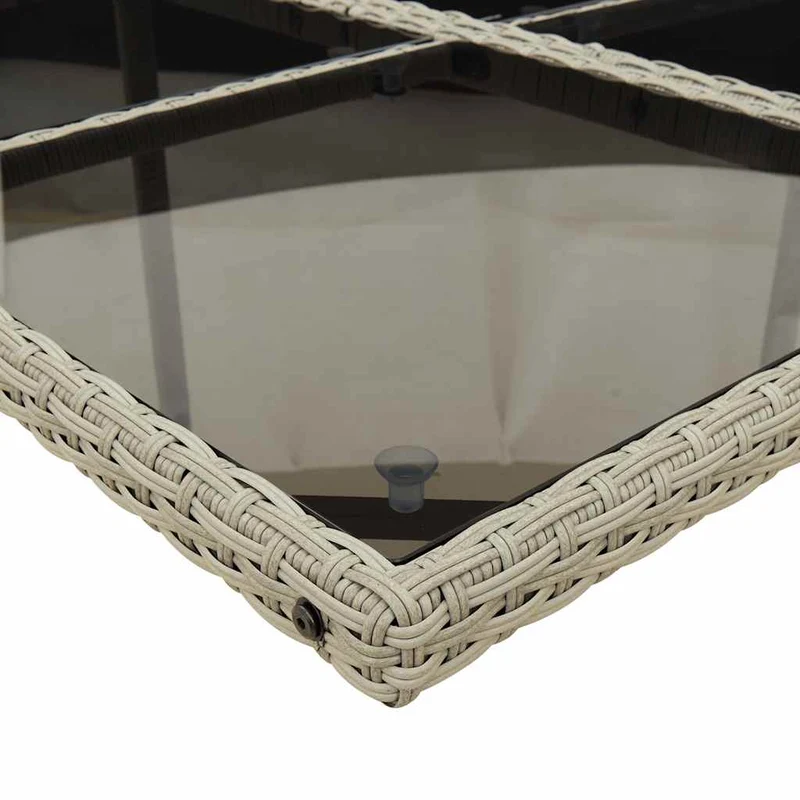 7 Piece Garden Dining Set with Cushions Light Grey Poly Rattan