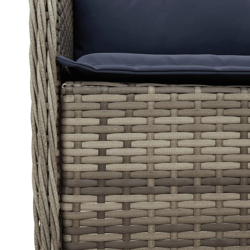 3 Piece Garden Dining Set with Cushions Grey Poly Rattan