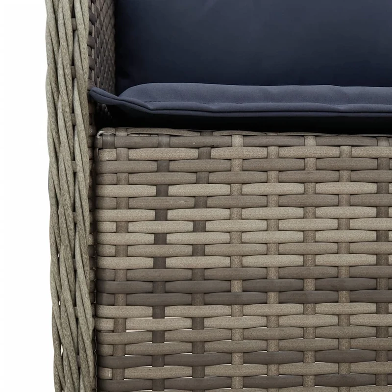 3 Piece Garden Dining Set with Cushions Grey Poly Rattan