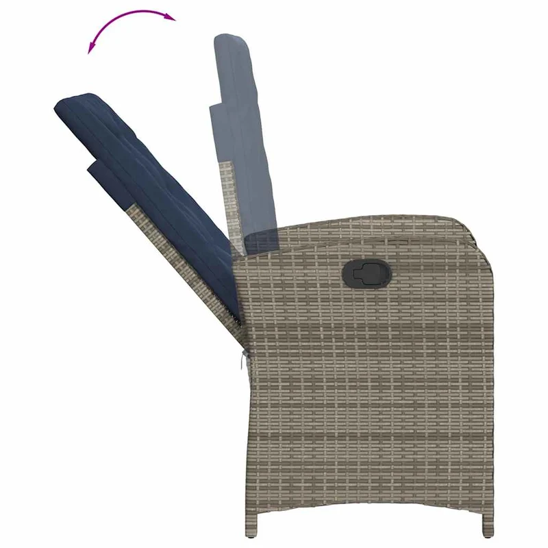 5 Piece Garden Dining Set with Cushions Grey Poly Rattan