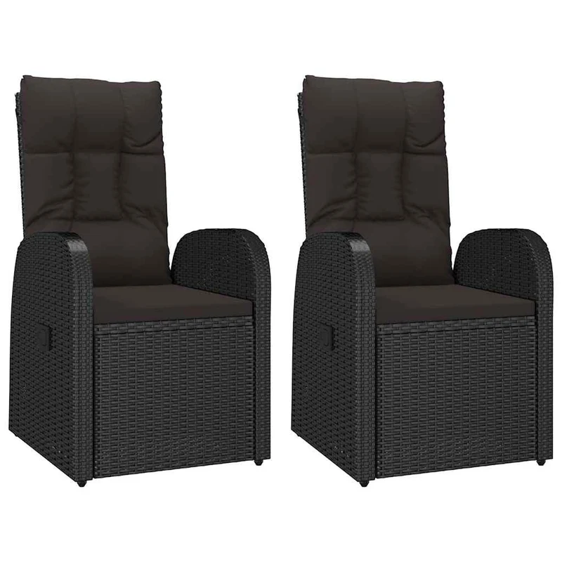 3 Piece Garden Lounge Set Black Poly Rattan&Solid Wood Acacia