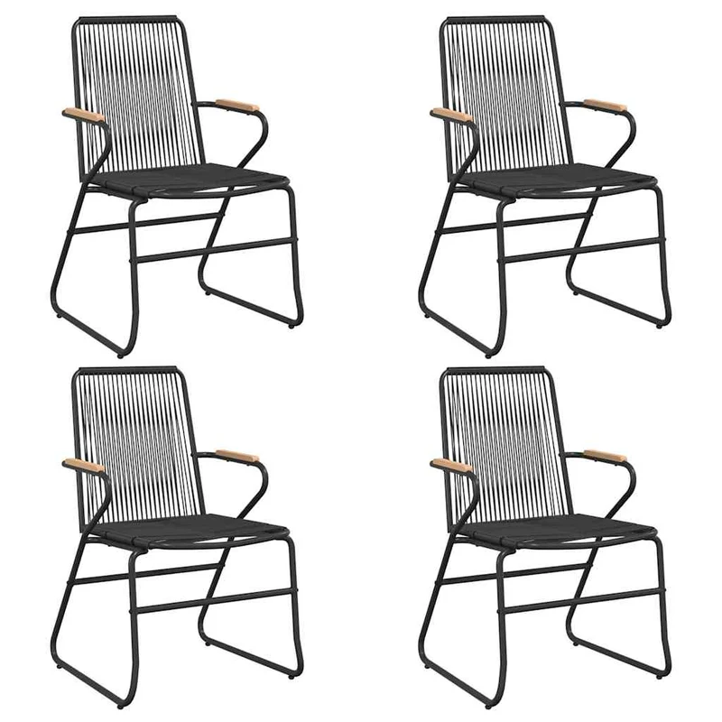 5 Piece Garden Dining Set Black PVC Rattan