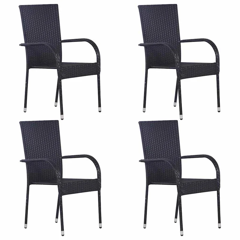 5 Piece Garden Dining Set Black