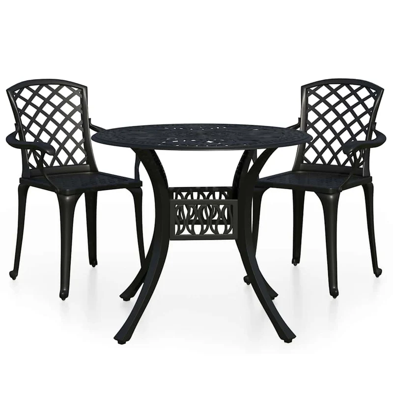 3 Piece Bistro Set Cast Aluminium Black