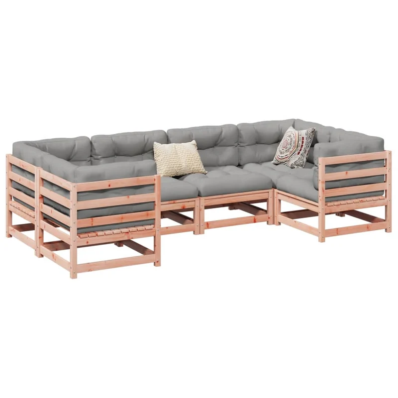 6 Piece Garden Sofa Set Solid Wood Douglas Fir