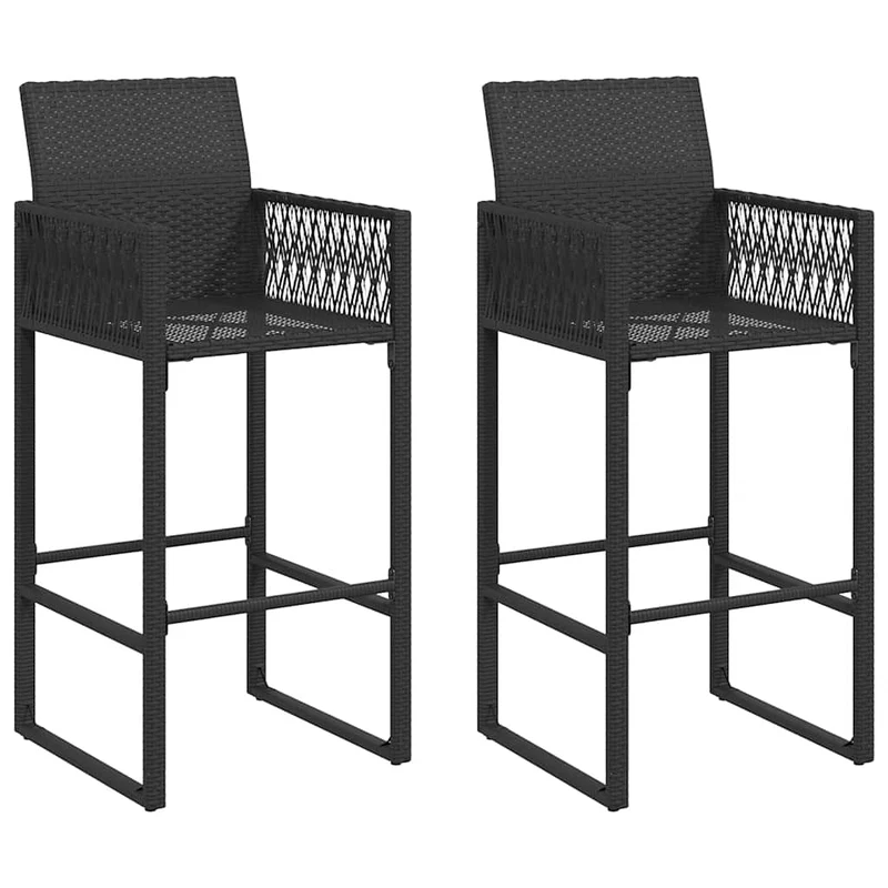 3 Piece Garden Bar Set without Cushions Black
