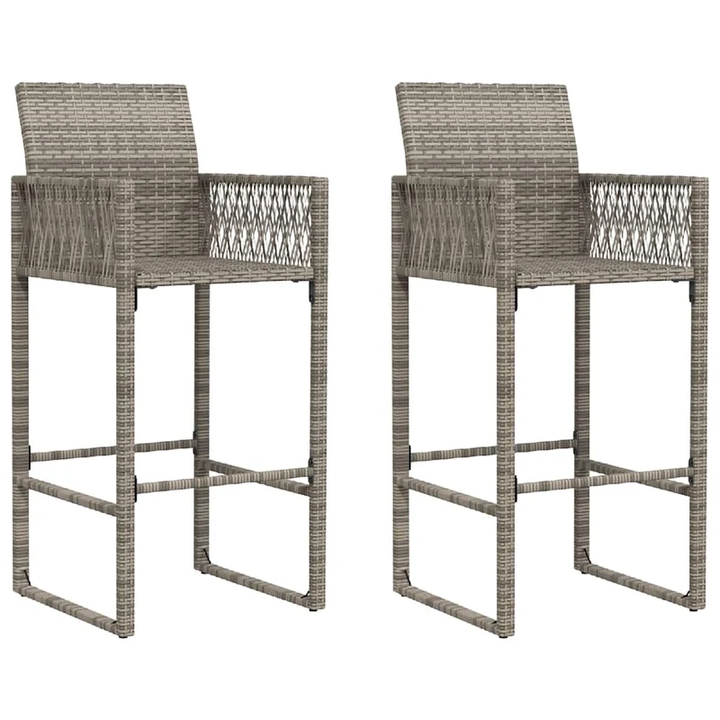 3 Piece Garden Bar Set without Cushions Grey Poly Rattan Acacia