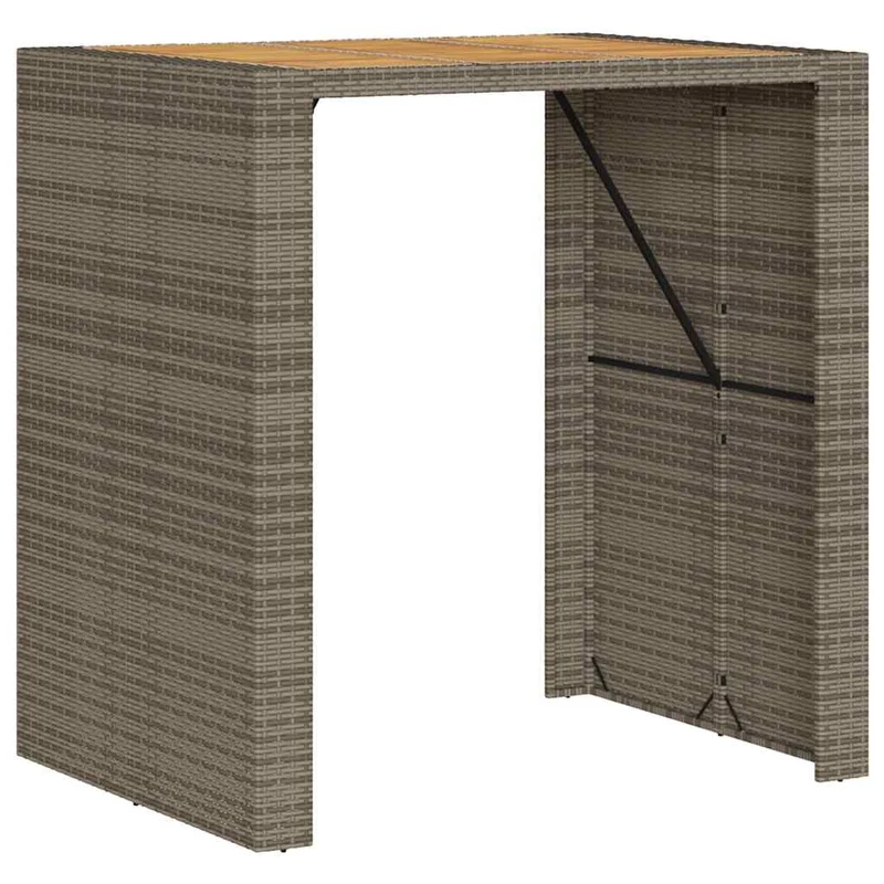 3 Piece Garden Bar Set without Cushions Grey Poly Rattan Acacia
