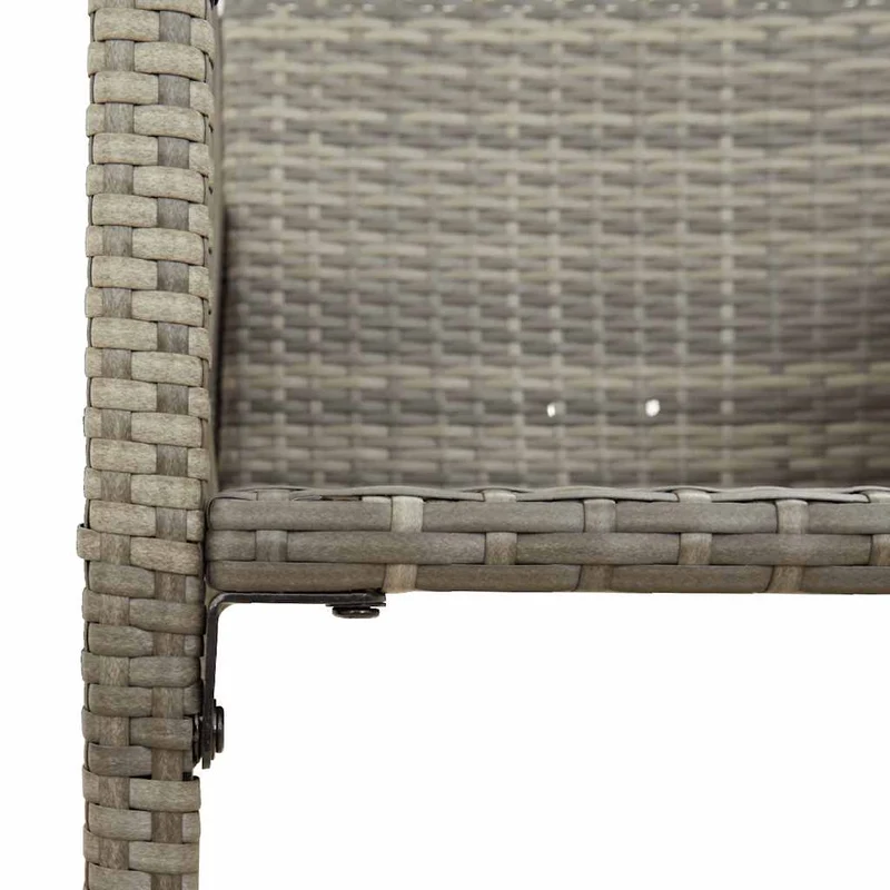 3 Piece Garden Bar Set without Cushions Grey Poly Rattan Acacia