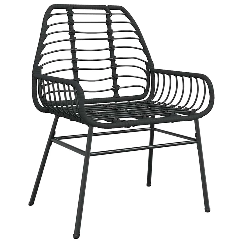 5 Piece Garden Dining Set Black Poly Rattan Glass