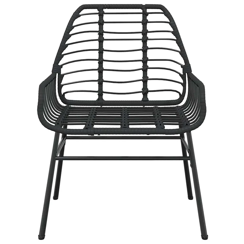 5 Piece Garden Dining Set Black Poly Rattan Glass