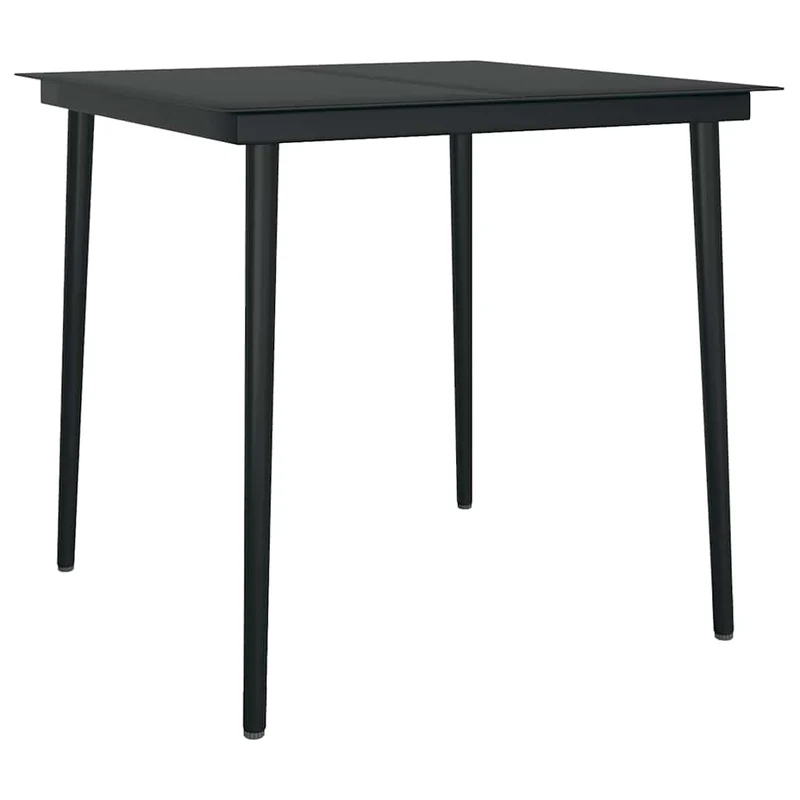 5 Piece Garden Dining Set Black Poly Rattan Glass