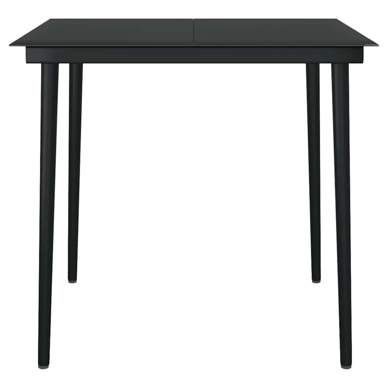 5 Piece Garden Dining Set Black Poly Rattan Glass