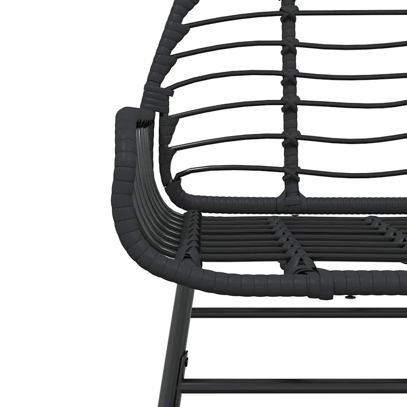 5 Piece Garden Dining Set Black Poly Rattan Glass