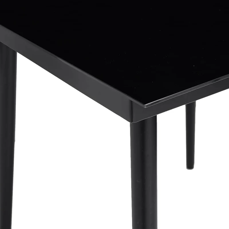 5 Piece Garden Dining Set Black Poly Rattan Glass