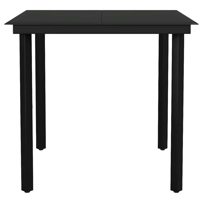 5 Piece Garden Dining Set Black Poly Rattan Glass