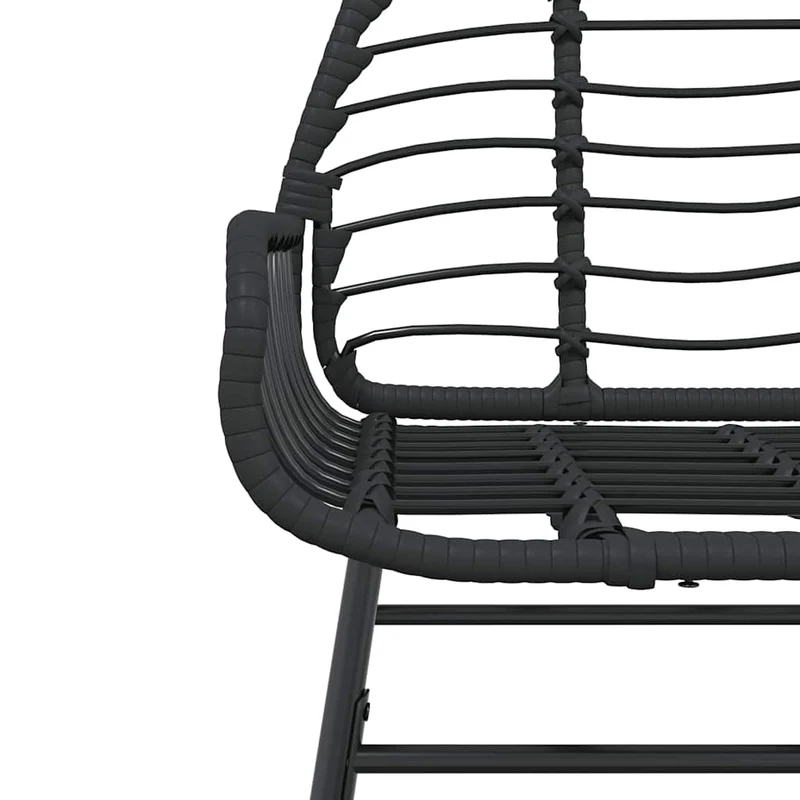 5 Piece Garden Dining Set Black Poly Rattan Glass