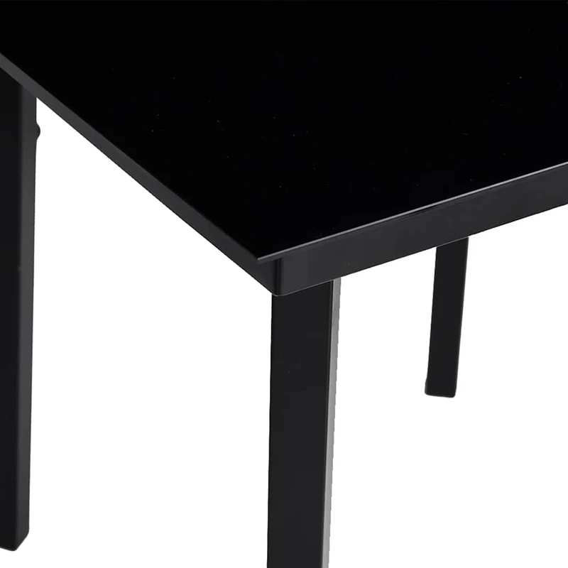 5 Piece Garden Dining Set Black Poly Rattan Glass