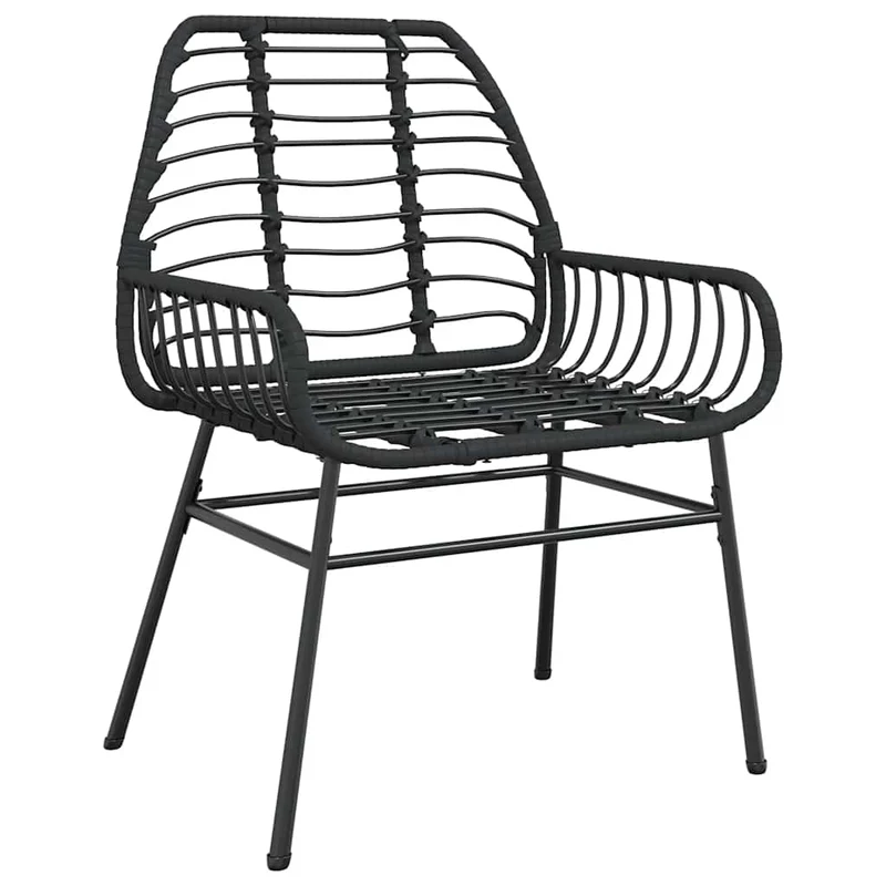 5 Piece Garden Dining Set Black Poly Rattan Glass