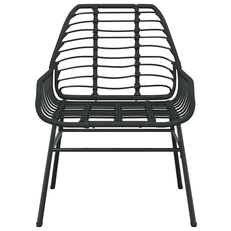 5 Piece Garden Dining Set Black Poly Rattan Glass