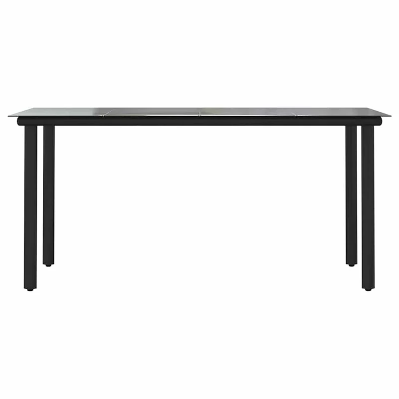 5 Piece Garden Dining Set Black Poly Rattan Glass