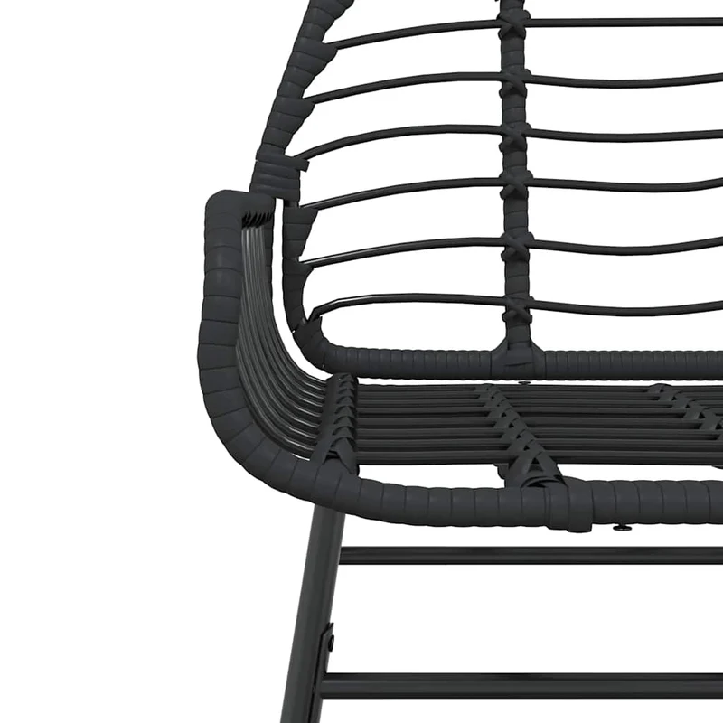 5 Piece Garden Dining Set Black Poly Rattan Glass