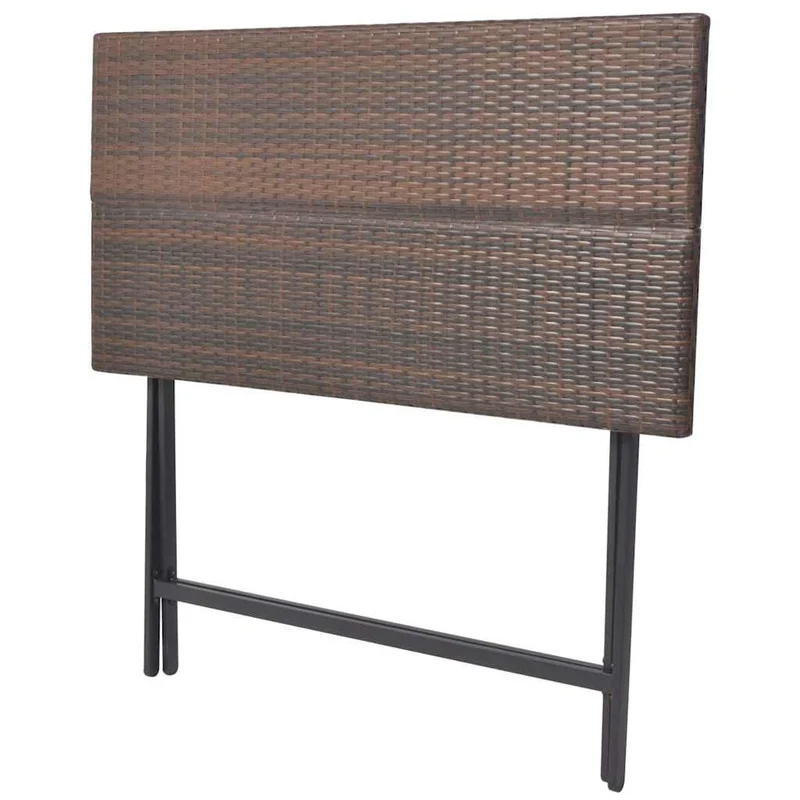 42877 vidaXL 7 Piece Folding Outdoor Dining Set Steel Poly Rattan Brown
