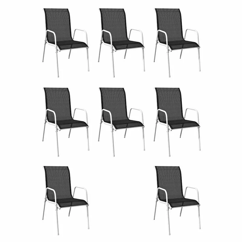 43306 vidaXL 9 Piece Outdoor Dining Set Steel Black