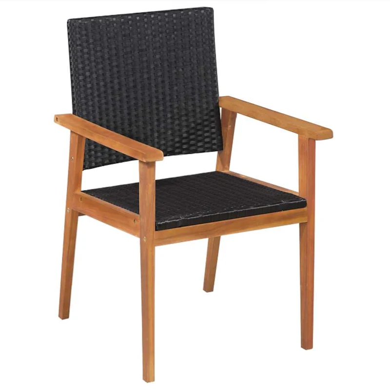 44075 vidaXL 5 Piece Outdoor Dining Set Poly Rattan Black and Brown