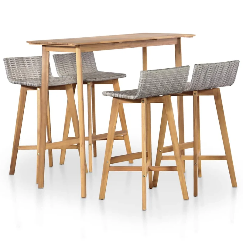 44222 vidaXL 5 Piece Outdoor Dining Set Solid Acacia Wood
