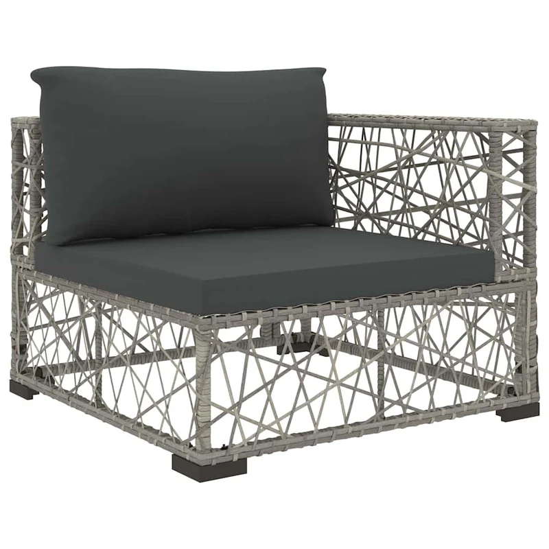 46813 vidaXL 5 Piece Garden Lounge Set with Cushions Poly Rattan Grey
