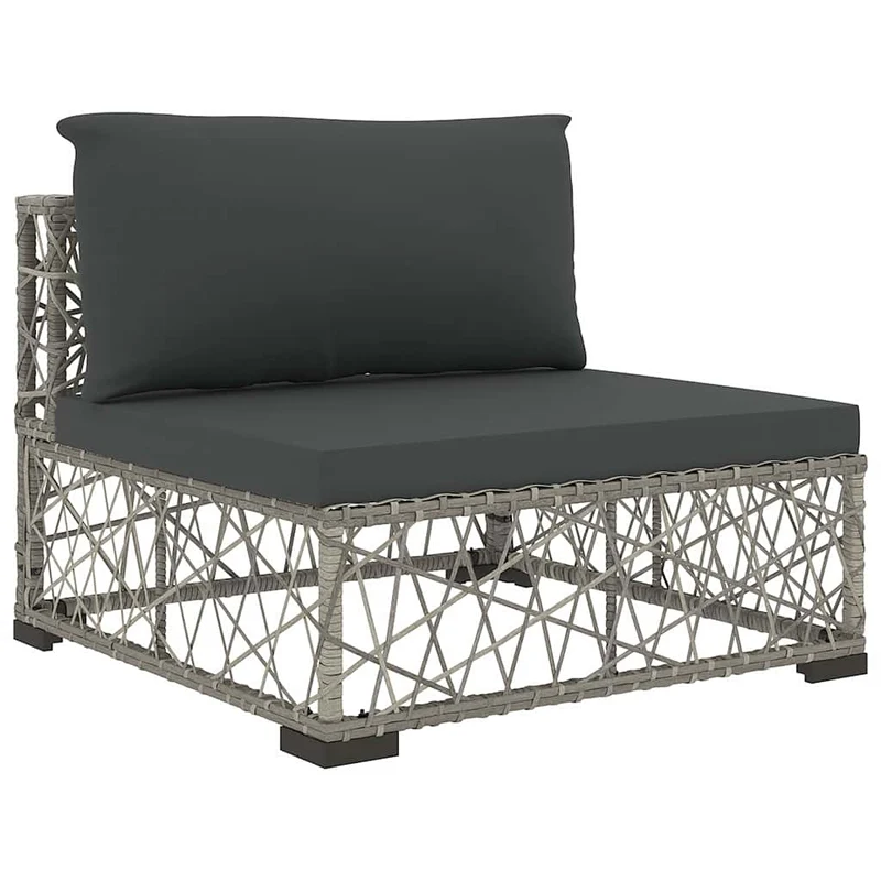 46813 vidaXL 5 Piece Garden Lounge Set with Cushions Poly Rattan Grey