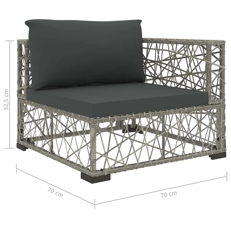 46813 vidaXL 5 Piece Garden Lounge Set with Cushions Poly Rattan Grey