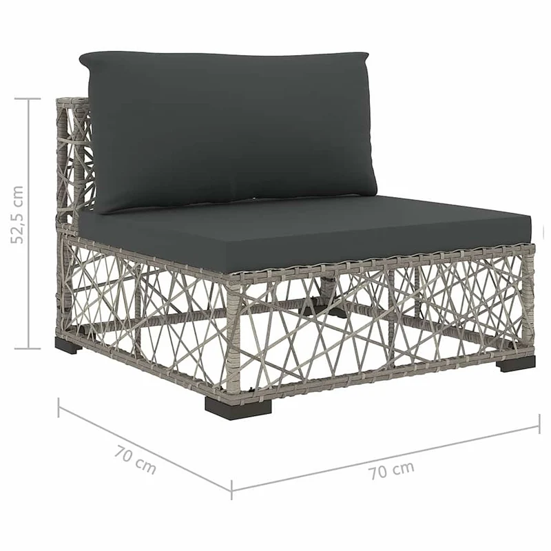 46813 vidaXL 5 Piece Garden Lounge Set with Cushions Poly Rattan Grey