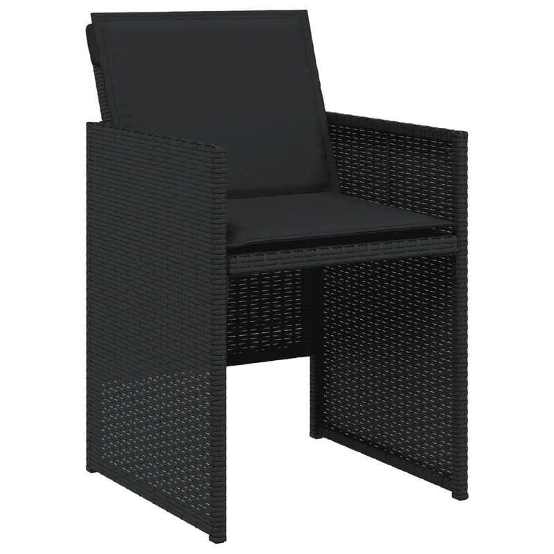 9 Piece Garden Dining Set with Cushions Black Poly Rattan