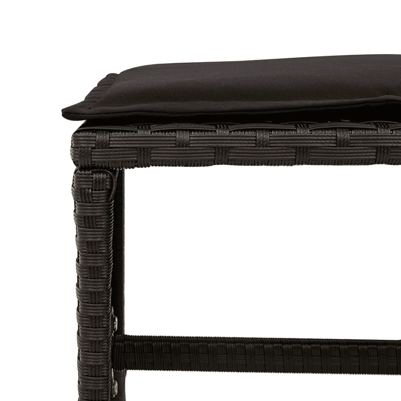 9 Piece Garden Dining Set with Cushions Black Poly Rattan