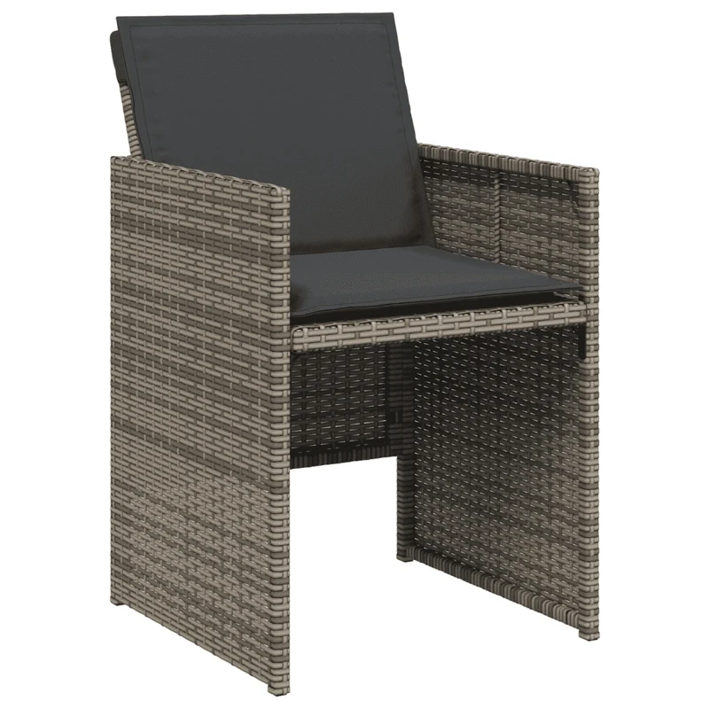 9 Piece Garden Dining Set with Cushions Grey Poly Rattan