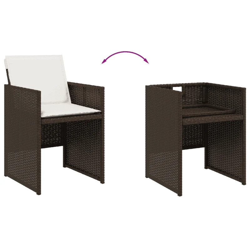 9 Piece Garden Dining Set with Cushions Brown Poly Rattan