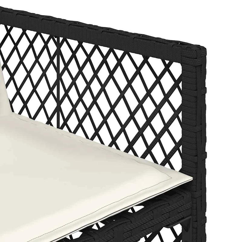 7 Piece Garden Dining Set with Cushions Black Poly Rattan
