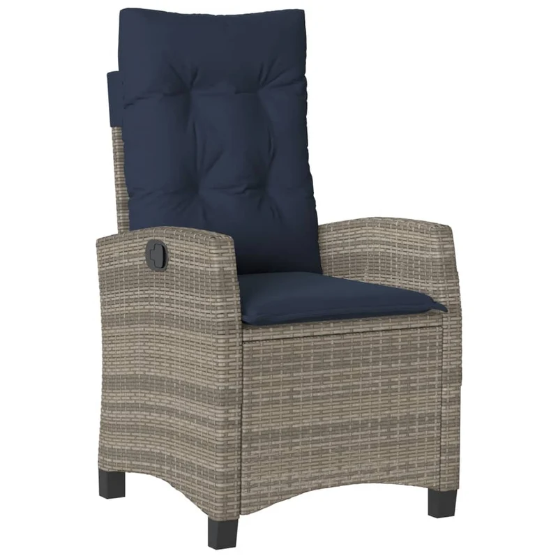 3 Piece Garden Dining Set with Cushions Grey Poly Rattan