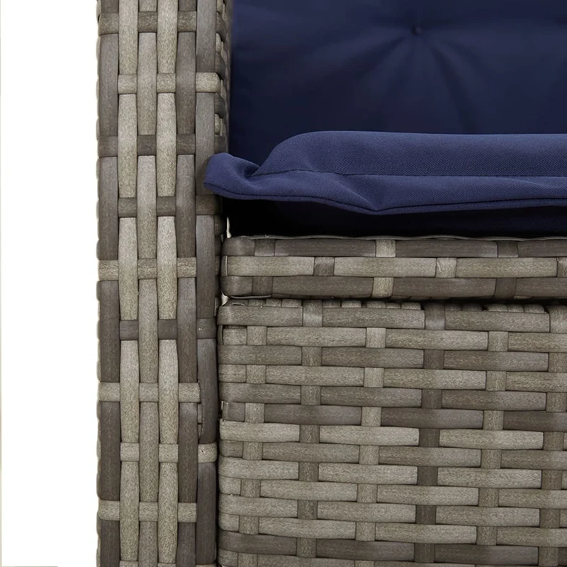 3 Piece Garden Dining Set with Cushions Grey Poly Rattan