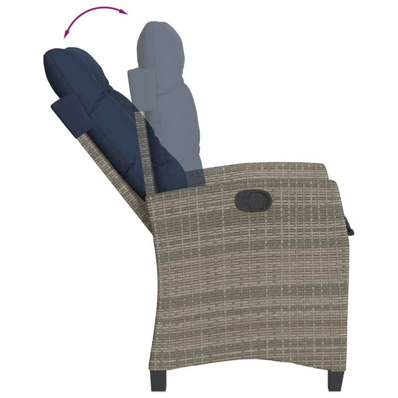 3 Piece Garden Dining Set with Cushions Grey Poly Rattan