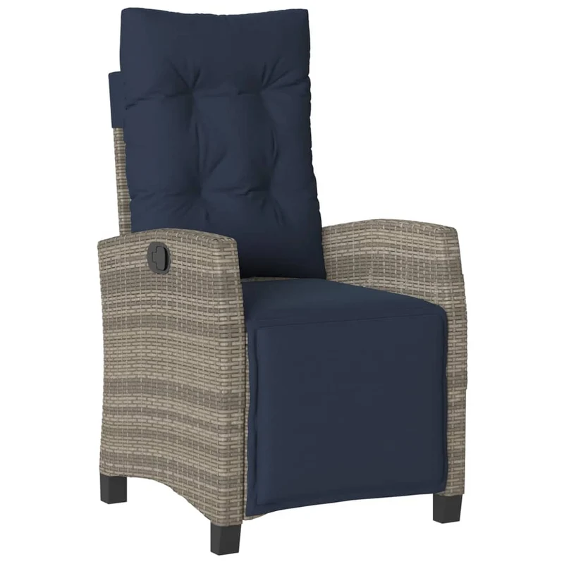 5 Piece Garden Dining Set with Cushions Grey Poly Rattan