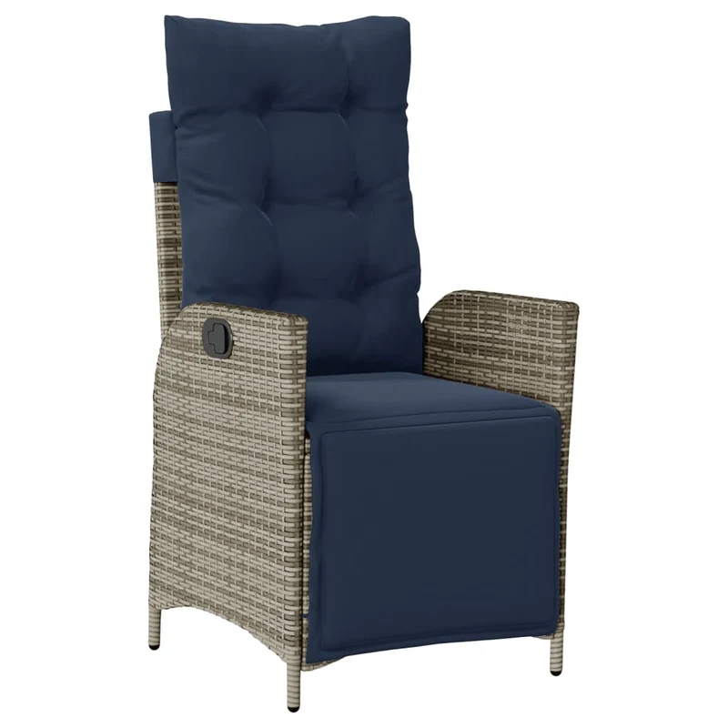 5 Piece Garden Dining Set with Cushions Grey Poly Rattan