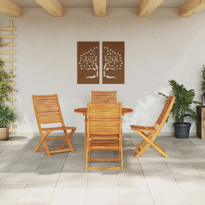 Garden Dining Set 5 pcs Brown Solid Acacia Wood