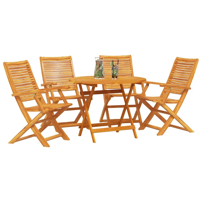 Garden Dining Set 5 pcs Brown Solid Acacia Wood