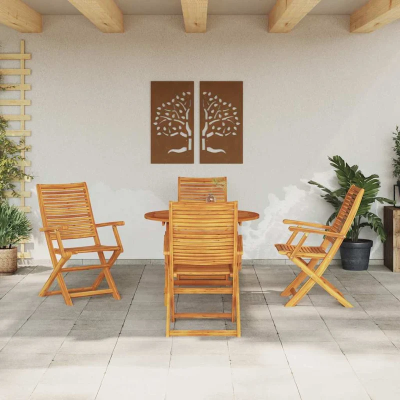 Garden Dining Set 5 pcs Brown Solid Acacia Wood