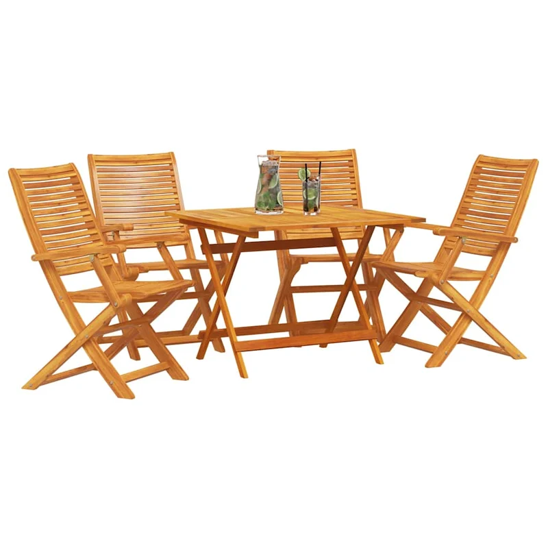Garden Dining Set 5 pcs Brown Solid Acacia Wood