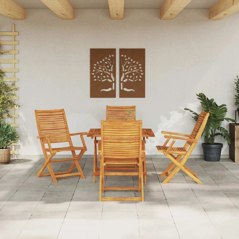 Garden Dining Set 5 pcs Brown Solid Acacia Wood
